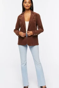 Cotton-Blend Button-Front Blazer