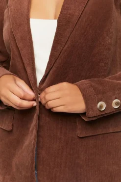 Cotton-Blend Button-Front Blazer