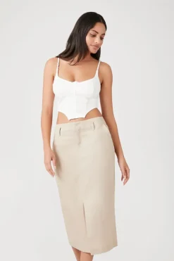 Cotton-Blend Pencil Midi Skirt