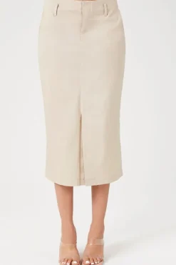 Cotton-Blend Pencil Midi Skirt