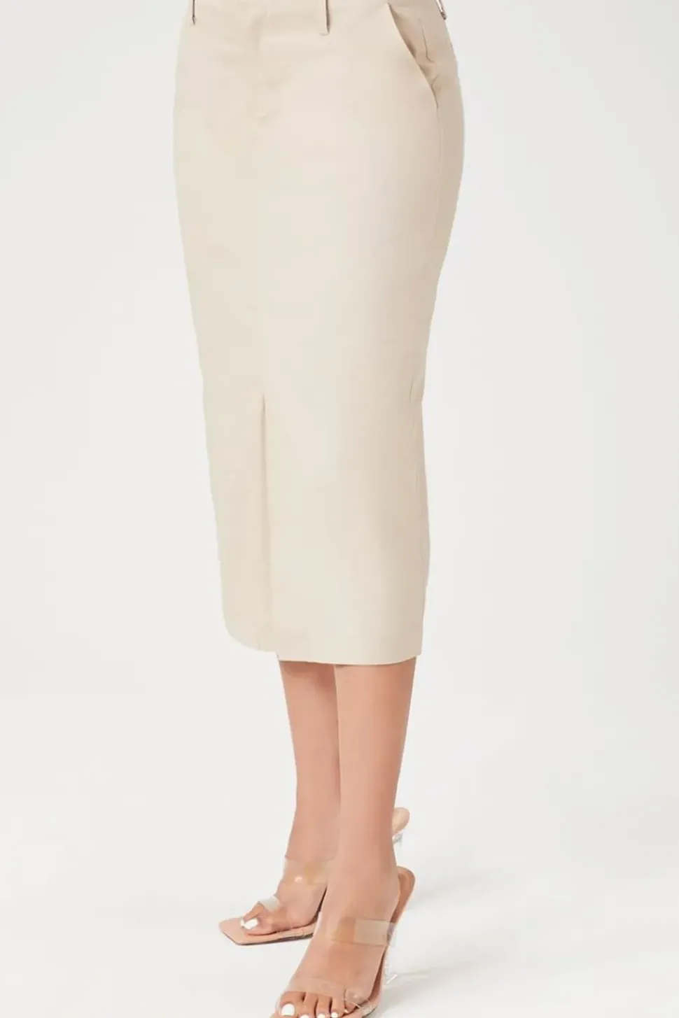 Cotton-Blend Pencil Midi Skirt