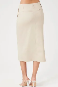 Cotton-Blend Pencil Midi Skirt