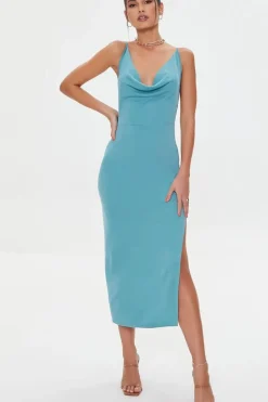 Cowl Crisscross Midi Dress