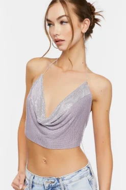 Cowl Neck Chainmail Halter Top