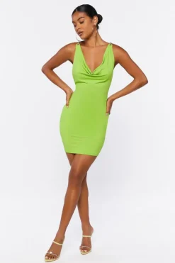 Cowl Neck Crisscross Mini Dress