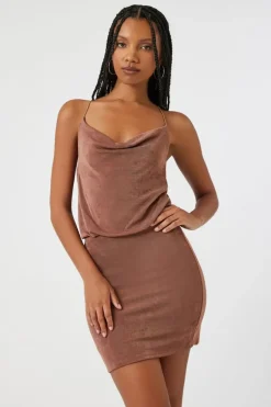 Cowl Neck Crisscross Mini Dress