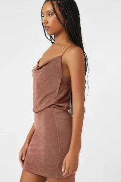 Cowl Neck Crisscross Mini Dress
