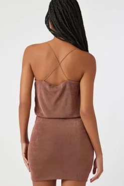 Cowl Neck Crisscross Mini Dress