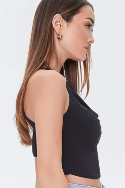 Cowl Neck Ruched Crop Top