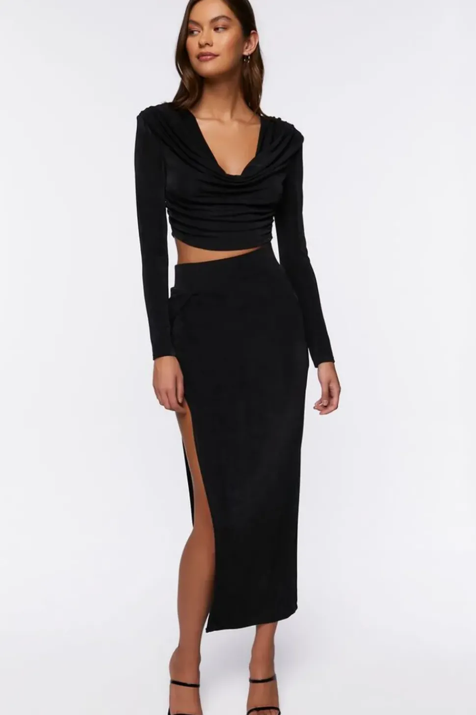 Cowl Neck Top & Maxi Skirt Set