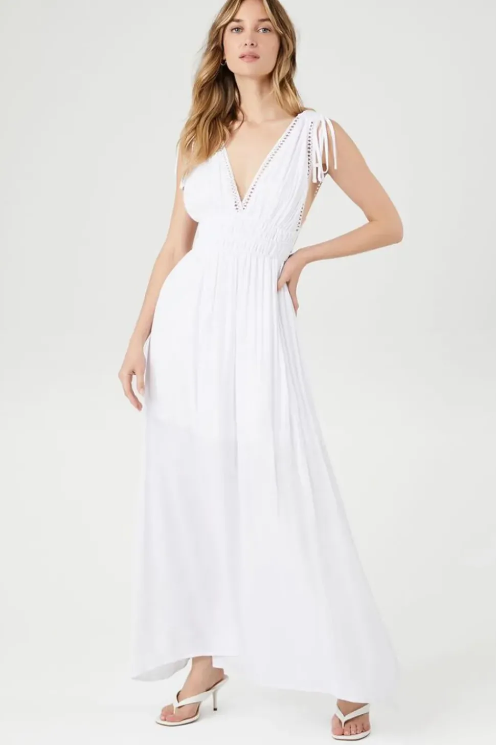 Crepe Caged V-Neck Maxi Dress