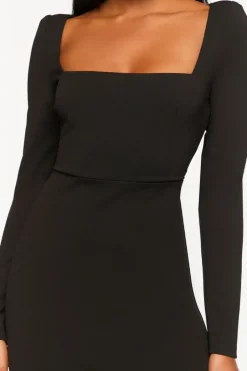 Crepe Long-Sleeve Mini Dress
