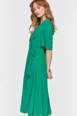 Crepe Midi Wrap Dress