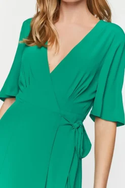 Crepe Midi Wrap Dress