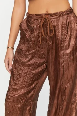 Crinkled Drawstring Parachute Pants