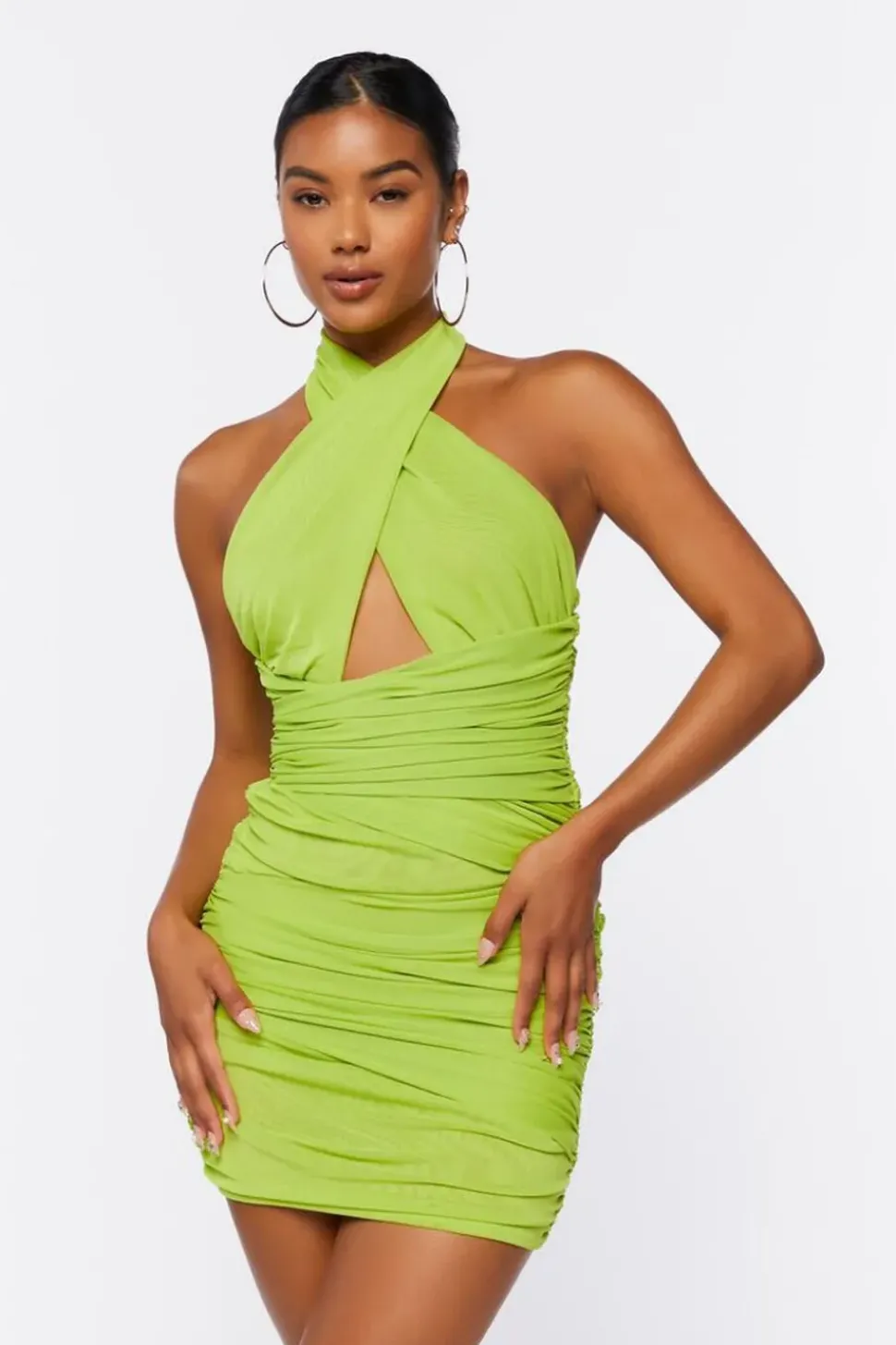 Crisscross Halter Mini Dress