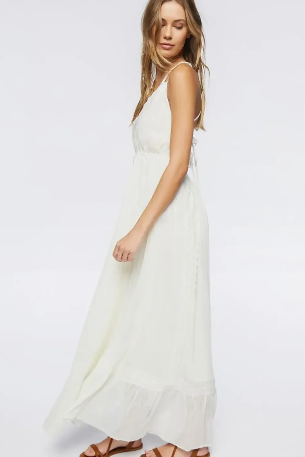 Crisscross Lace-Trim Maxi Dress