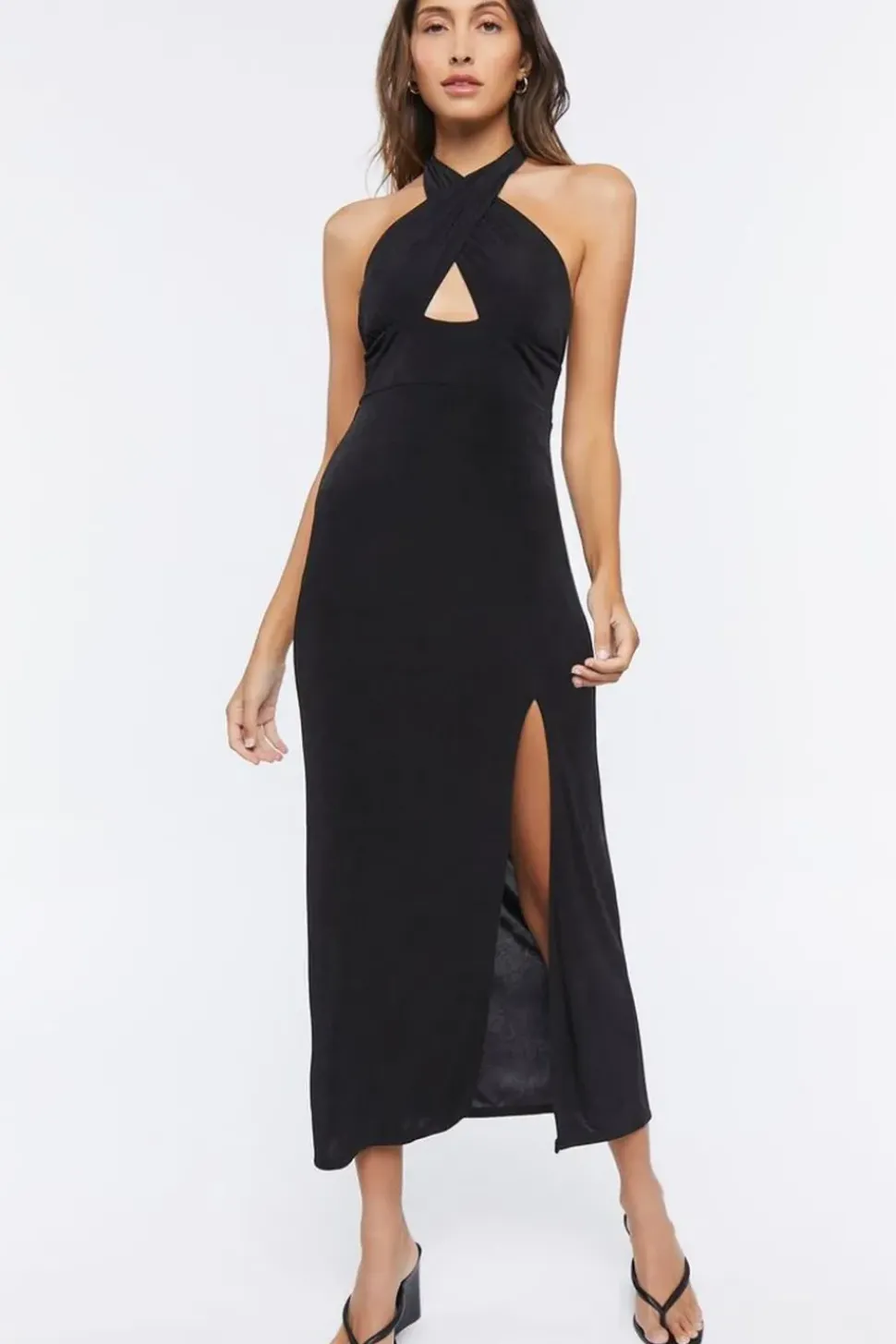 Crisscross Midi Halter Dress