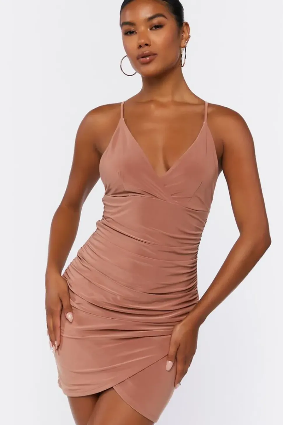 Crisscross Ruched Mini Dress