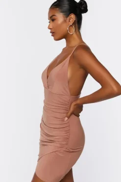 Crisscross Ruched Mini Dress