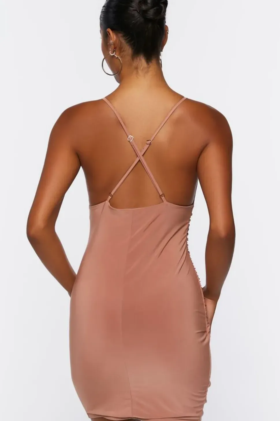 Crisscross Ruched Mini Dress