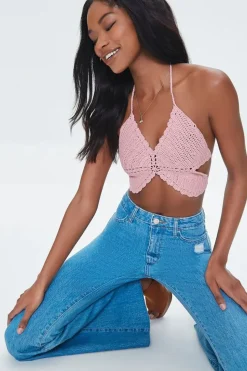 Crochet Butterfly Halter Crop Top