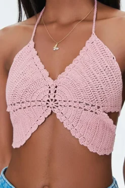 Crochet Butterfly Halter Crop Top