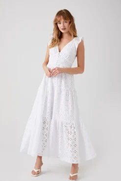 Crochet Butterfly-Sleeve Maxi Dress