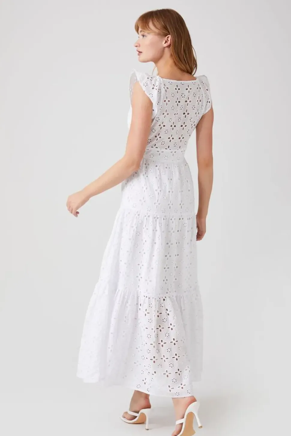 Crochet Butterfly-Sleeve Maxi Dress