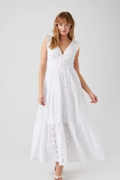 Crochet Butterfly-Sleeve Maxi Dress