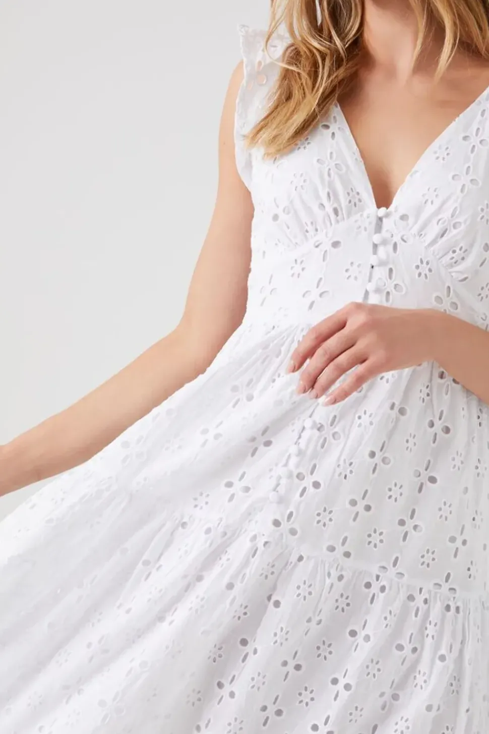 Crochet Butterfly-Sleeve Maxi Dress
