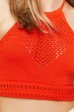 Crochet Crisscross Halter Crop Top