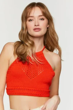 Crochet Crisscross Halter Crop Top