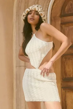 Crochet Cutout Mini Dress