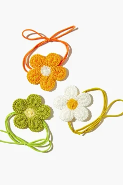 Crochet Flower Hair Tie Set