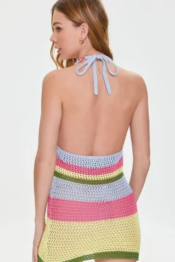 Crochet Halter Mini Dress