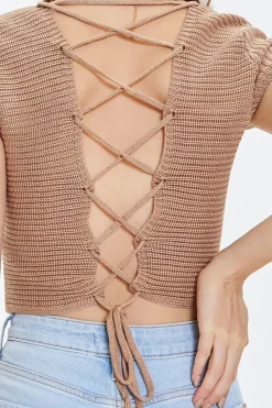 Crochet Lace-Back Crop Top