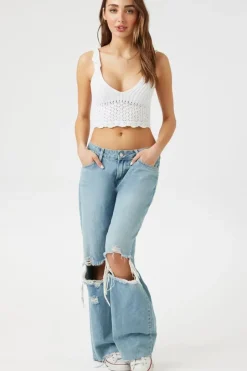 Crochet Lace-Up Crop Top
