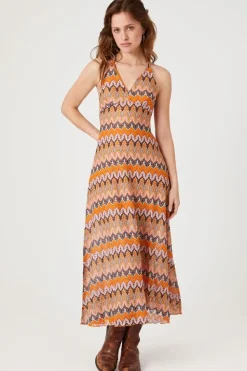 Crochet Ornate Print Halter Dress