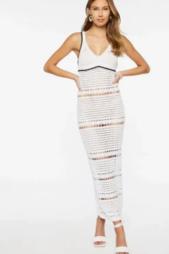 Crochet Semi-Sheer Midi Dress