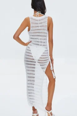 Crochet Thigh-Slit Maxi Dress