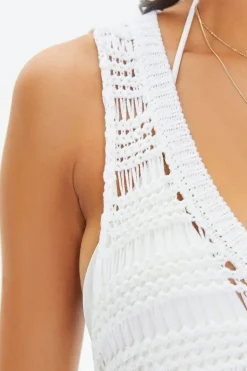 Crochet Thigh-Slit Maxi Dress