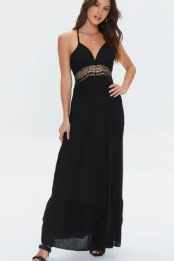 Crochet-Trim Maxi Dress