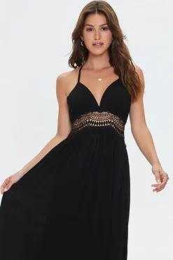 Crochet-Trim Maxi Dress