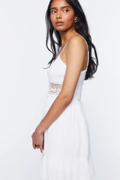 Crochet-Trim Mini Dress