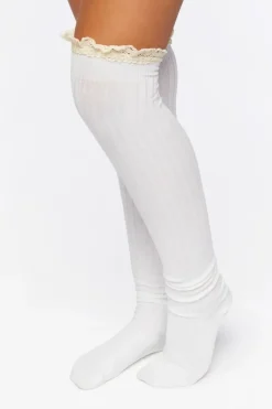 Crochet-Trim Over-The-Knee Socks