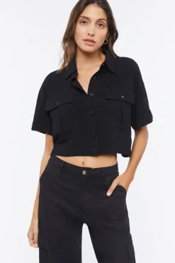 Cropped Boxy-Fit Shirt