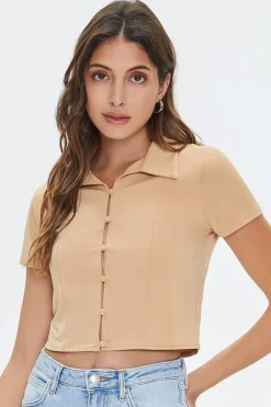 Cropped Button-Loop Shirt