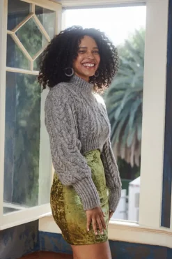 Cropped Cable Knit Sweater