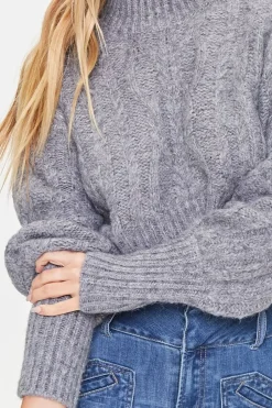 Cropped Cable Knit Sweater